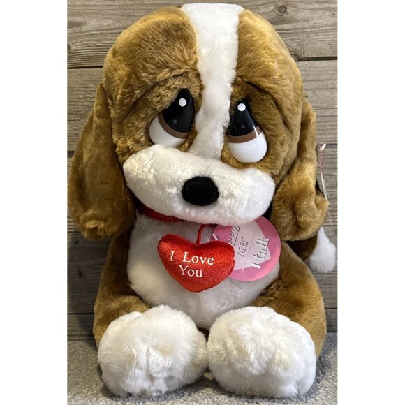 Vtg George Valentino 12" Sad Sam I Love You Hound Dog TALKS Plush Stuffed Honey - Picture 1 of 9